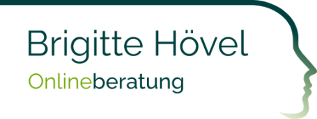 Logo Konturlinie Kopf im Profil und Text Brigitte Hövel Onlineberatung